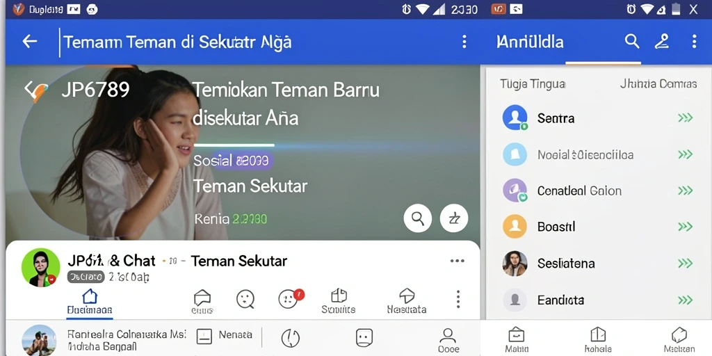 Tampilan antarmuka pengguna aplikasi JP6789 untuk mencari teman.