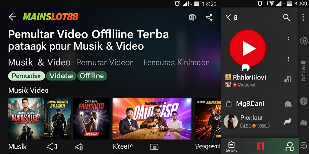 Screenshot aplikasi MAINSLOT88 yang menampilkan antarmuka Pemutar Video Offline.