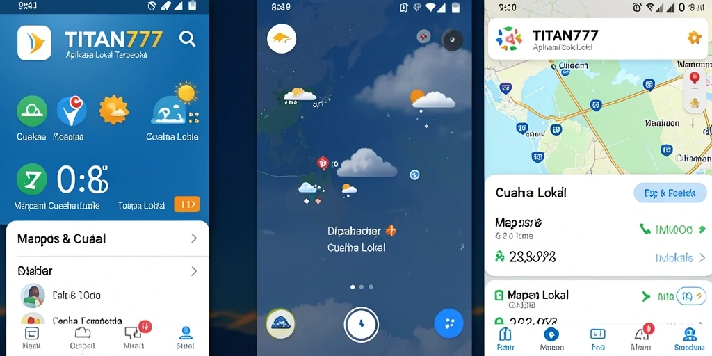 Tampilan utama TITAN777 menampilkan prakiraan cuaca lokal yang jelas.
